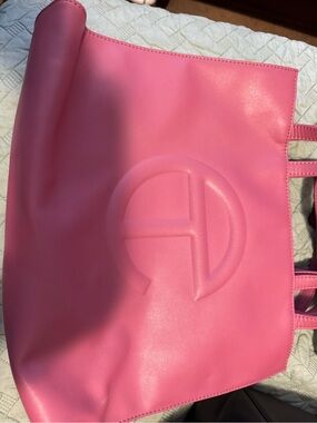 Pink Embossed Logo Tote Bag - Women's Shoulder Carry